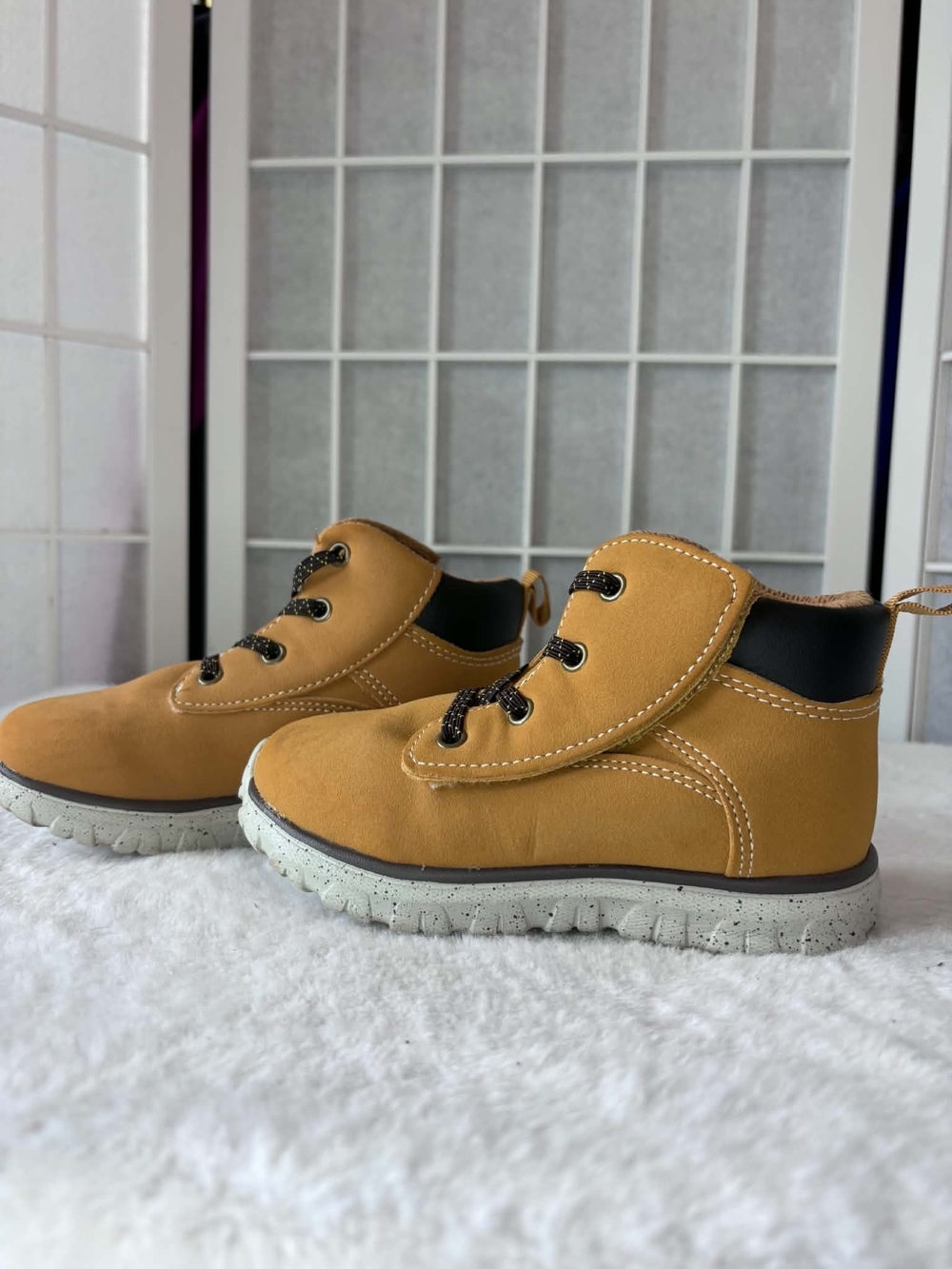 Kids Tan Lace-Up Ankle Boots - Comfortable Everyday Shoes